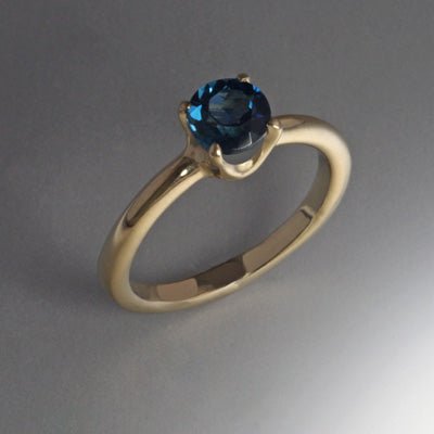14K Gold Ring with 6mm stone (Shown in London Blue Topaz see options to choose stone)