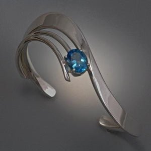 Sterling Silver Bracelet with Swiss Blue Topaz
