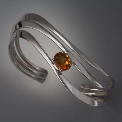 Sterling Silver Bracelet with Citrine