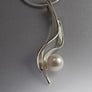 Sterling Silver Pendant with 8mm Pearl (shown in White and Black, see options to choose pearl color)