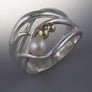14k Gold and Sterling Silver Ring with 4mm Pearl (shown here with black pearl, see options to choose pearl color)